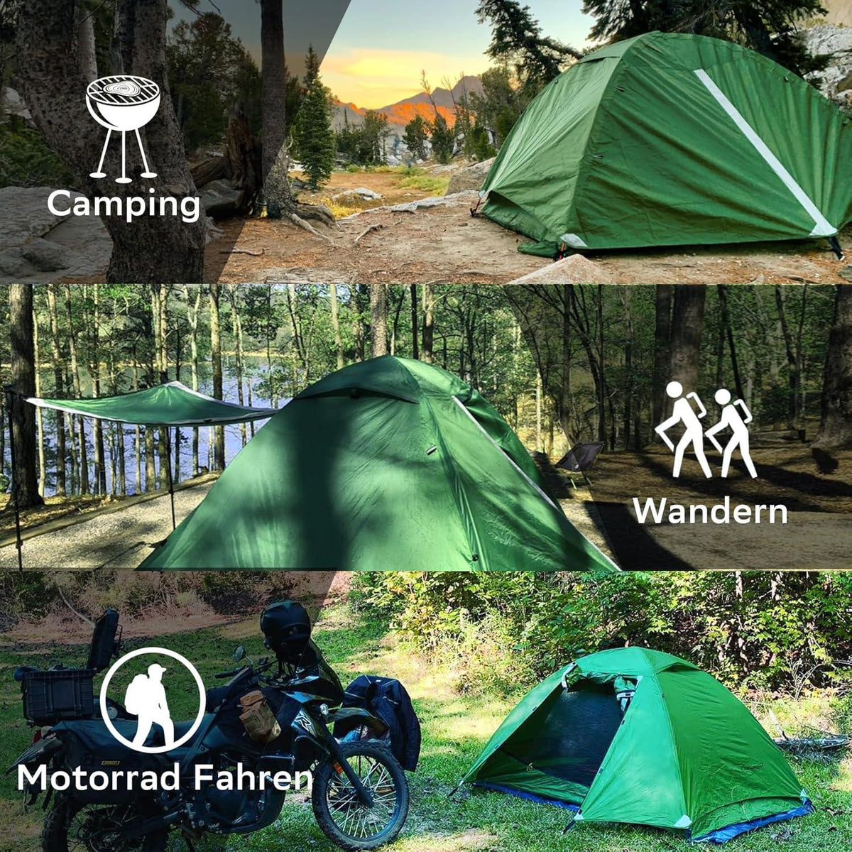 Clostnature 3-Jahreszeiten Campingzelt 2 Personen wasserdicht kompakt Gelb