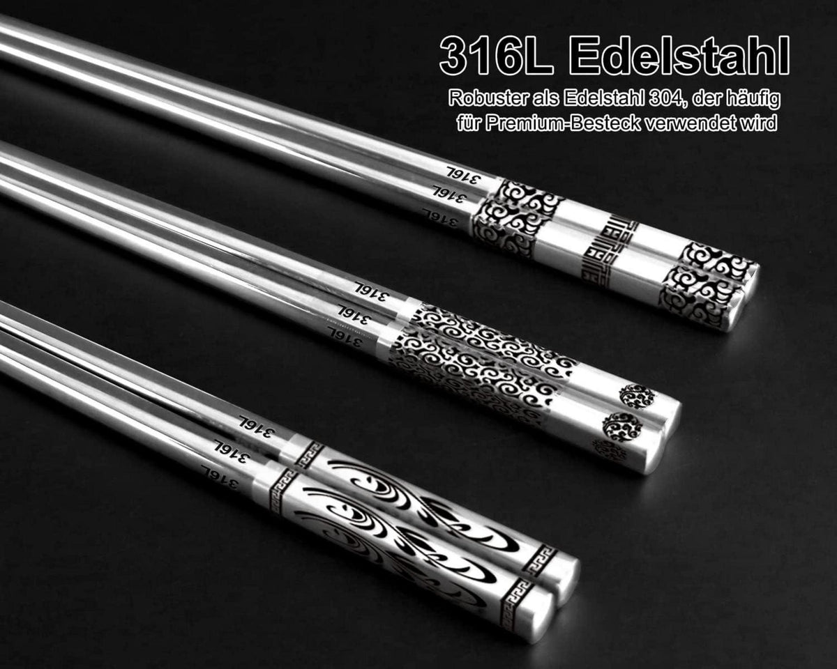 6 Paar Japanische Metall Essstäbchen Edelstahl Geschenkset