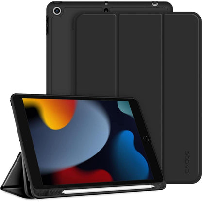 iPad 10.2 Zoll Hülle mit Stifthalter und Standfunktion, Schwarz