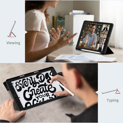iPad 10.2 Zoll Hülle mit Stifthalter und Standfunktion, Schwarz