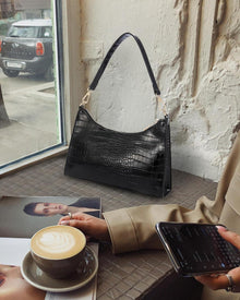 Schwarze LOVEVOOK Damen Handtasche Leder Umhängetasche