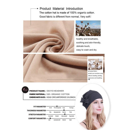 Chemo-Turban aus Bio-Baumwolle für Damen, leicht, hautfreundlich
