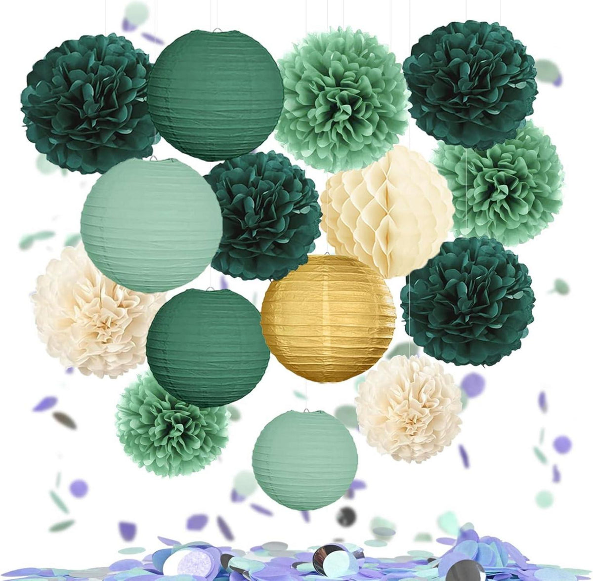 Grüner Elfenanzug Set mit Pompoms und Wabenbällen