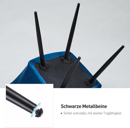 Esszimmerstühle 4er Set Samt Blau Armlehne Metallbeine Polstersessel
