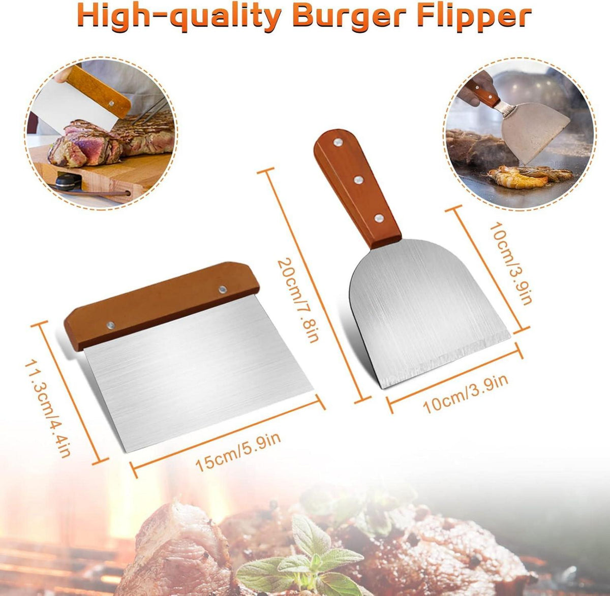 Grillspachtel Set Edelstahl BBQ Zubehör 8-teilig BBQ Werkzeug Set