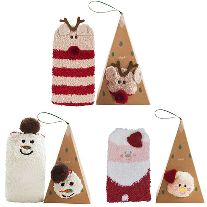 Weihnachtssocken Damen 3 Paar Kuschelsocken mit Tiermuster