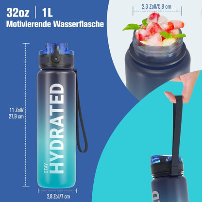 Auslaufsicher Trinkflasche Sport BPA-frei Tritan 1L Gym Camping