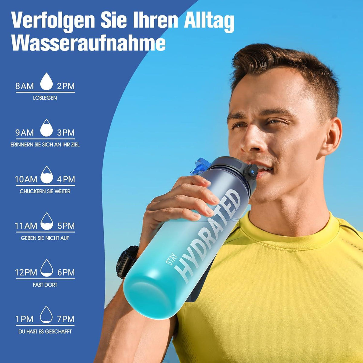 Sahara Sailor Trinkflasche BPA-frei Tritan 1L Auslaufsicher Blau