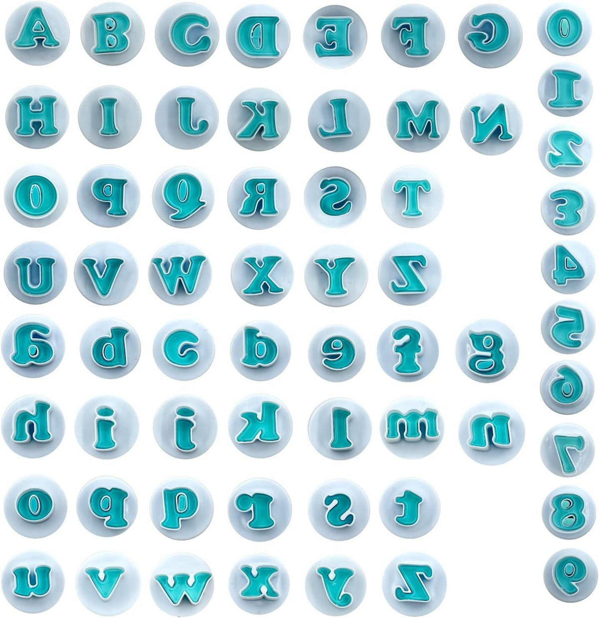 62-teiliges Buchstaben Zahlen Kuchen Fondant Ausstechformen Set