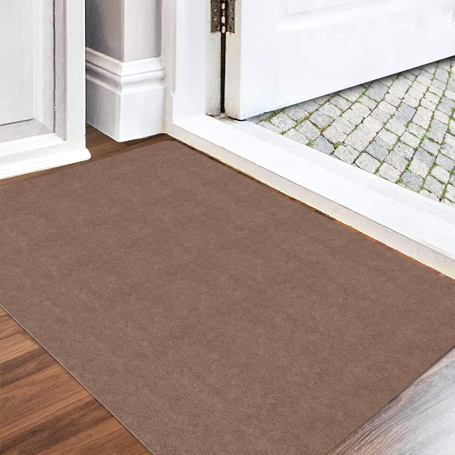 DFIONC Fußmatte innen Schmutzfangmatte rutschfest Braun 60x90 cm