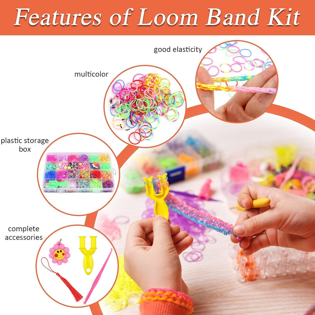 Loom Bänder Set 900 Stück Gummis Zubehör Häkelnadeln DIY