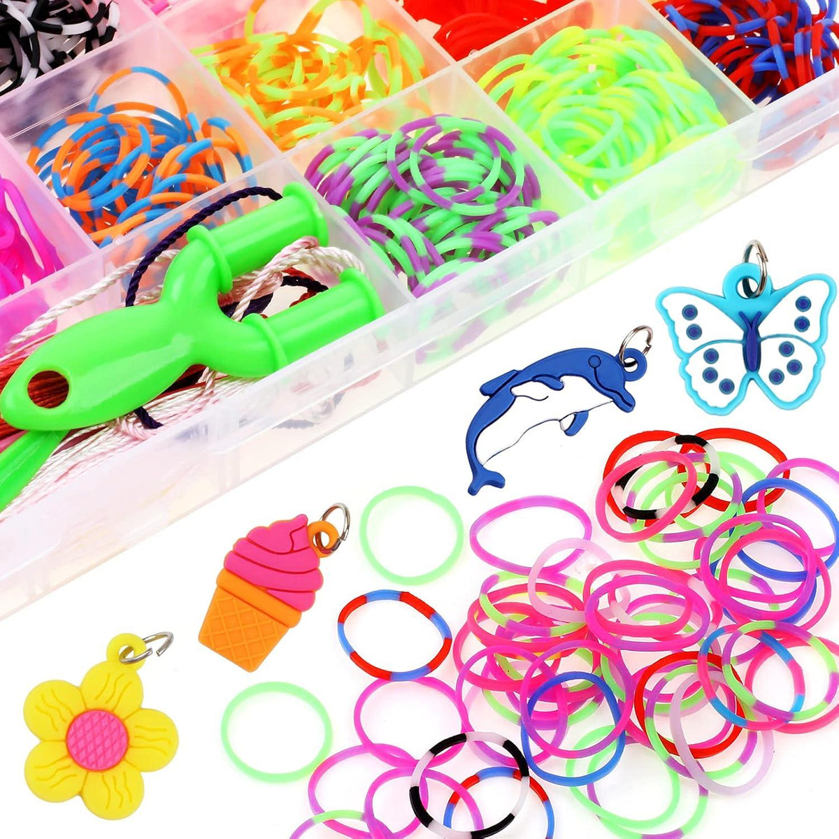 Loom Bänder Set 900 Stück Gummibänder Häkelnadeln DIY Handicraft