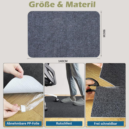Bürostuhlmatte 90x140 cm, 4 mm, rutschfest, Parkett, Laminat