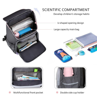 Schulrucksack Kinder wasserdicht, leicht & robust (Schwarz)