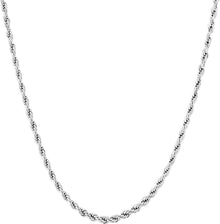 Dünne Edelstahl Rope Kette 2,5mm Weißgold beschichtet 45,7cm
