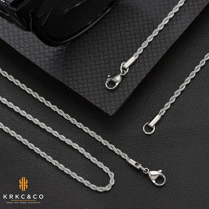 Goldkette Herren 2,5mm Edelstahl Rope Halskette 45,7cm