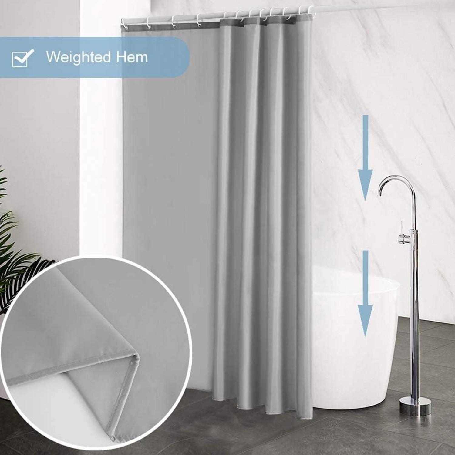 Schmaler Duschvorhang Polyester Grau 90x180 Wasserabweisend & Waschbar