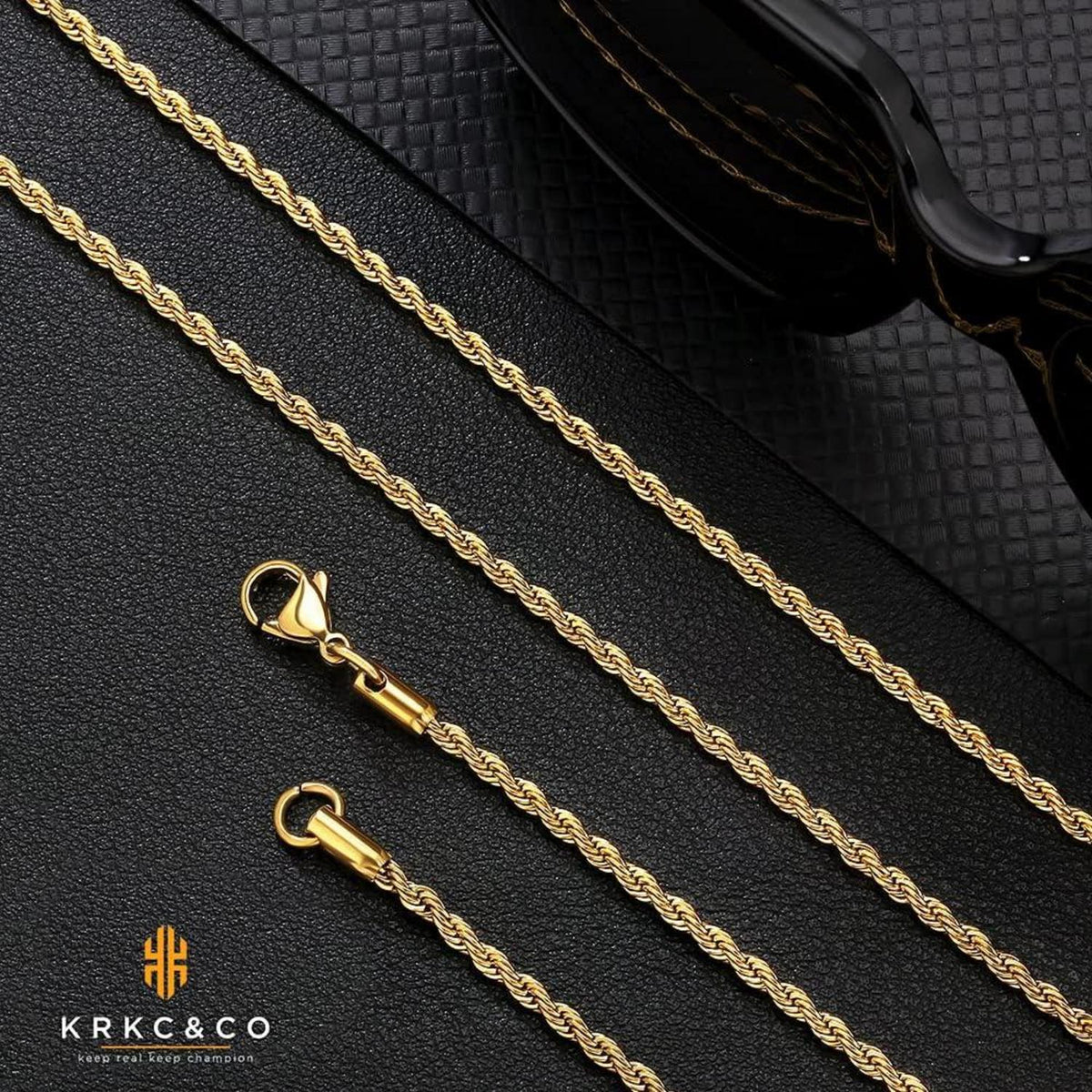 Goldkette Herren Silberkette 2,5mm Edelstahl 18K Gold
