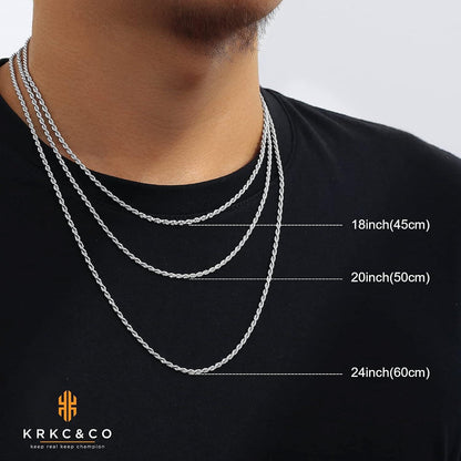Goldkette Herren Silberkette 2,5mm Zopfkette Edelstahl 61cm
