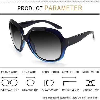 Übergroße Damen Sonnenbrille polarisiert UV400 Schutz Blau/Hellgrau