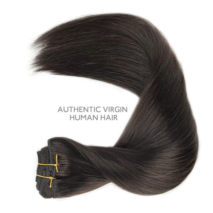 Clip-in Haarverlängerung Echthaar Dunkelbraun 60cm 150g