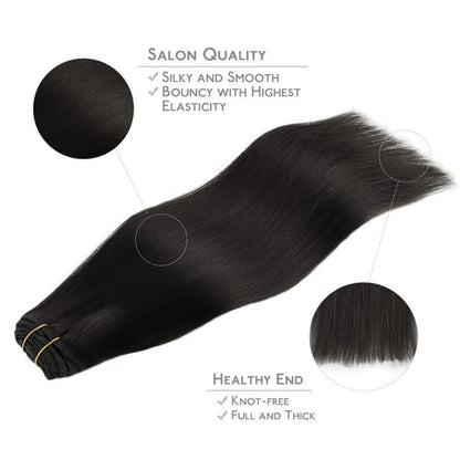 Echthaar Clip-Ins Schwarz 40cm - 150g Remy Haarverlängerung