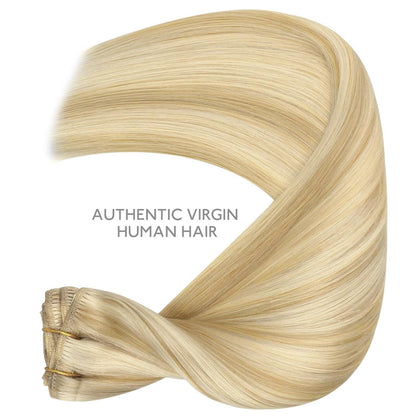 Echthaar Clip Ins Hellblond Highlights 40cm