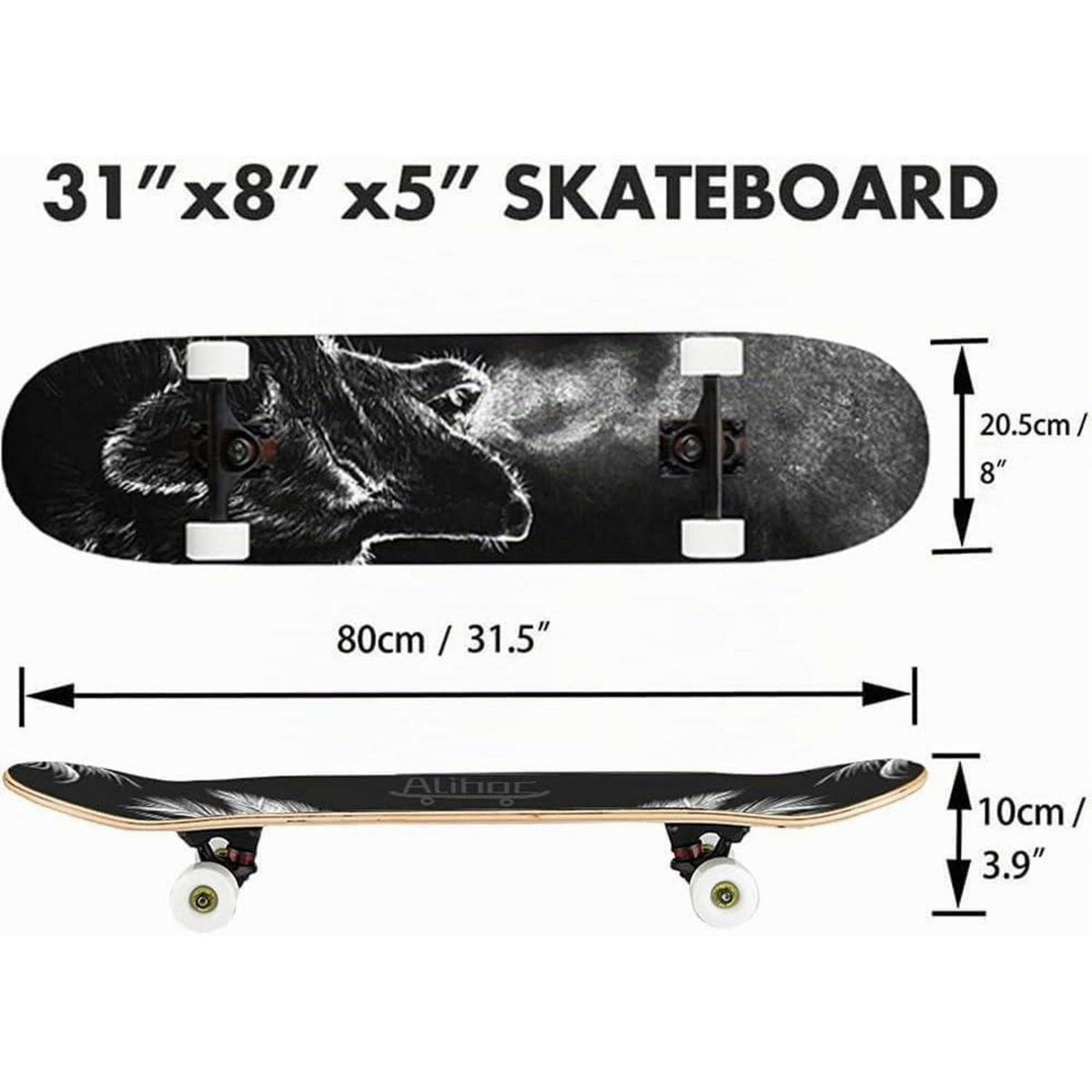 31 Zoll Skateboard – Robustes Ahornbrett für Anfänger & Profis