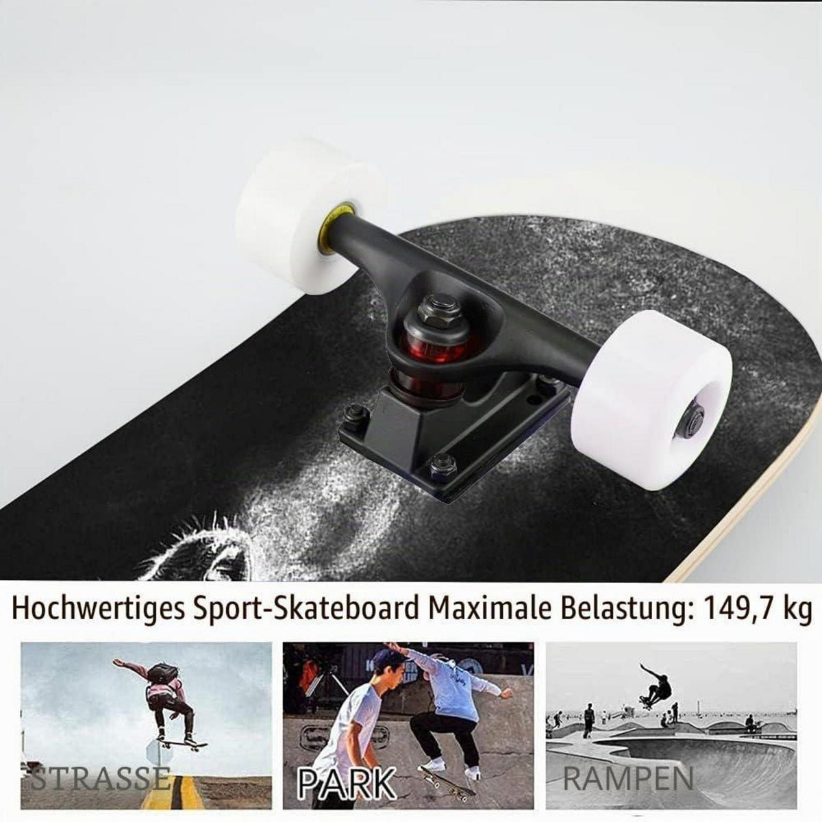 31 Zoll Skateboard – Robustes Ahornbrett für Anfänger & Profis