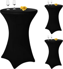 3er-Set Schwarz Stretch Stehtisch Husse Bistrotisch 80-85 cm