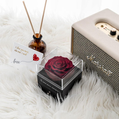 Konservierte Rose mit Herz-Halskette & Ohrringen – Ewiges Geschenk
