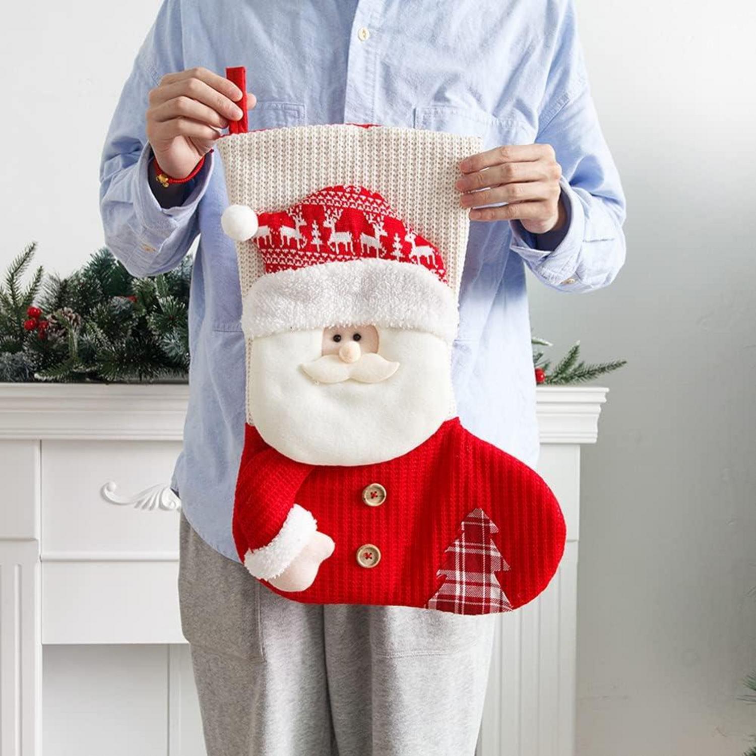 Große Weihnachtssocken Set Weihnachtsmann Schneemann Rentier Ornamente
