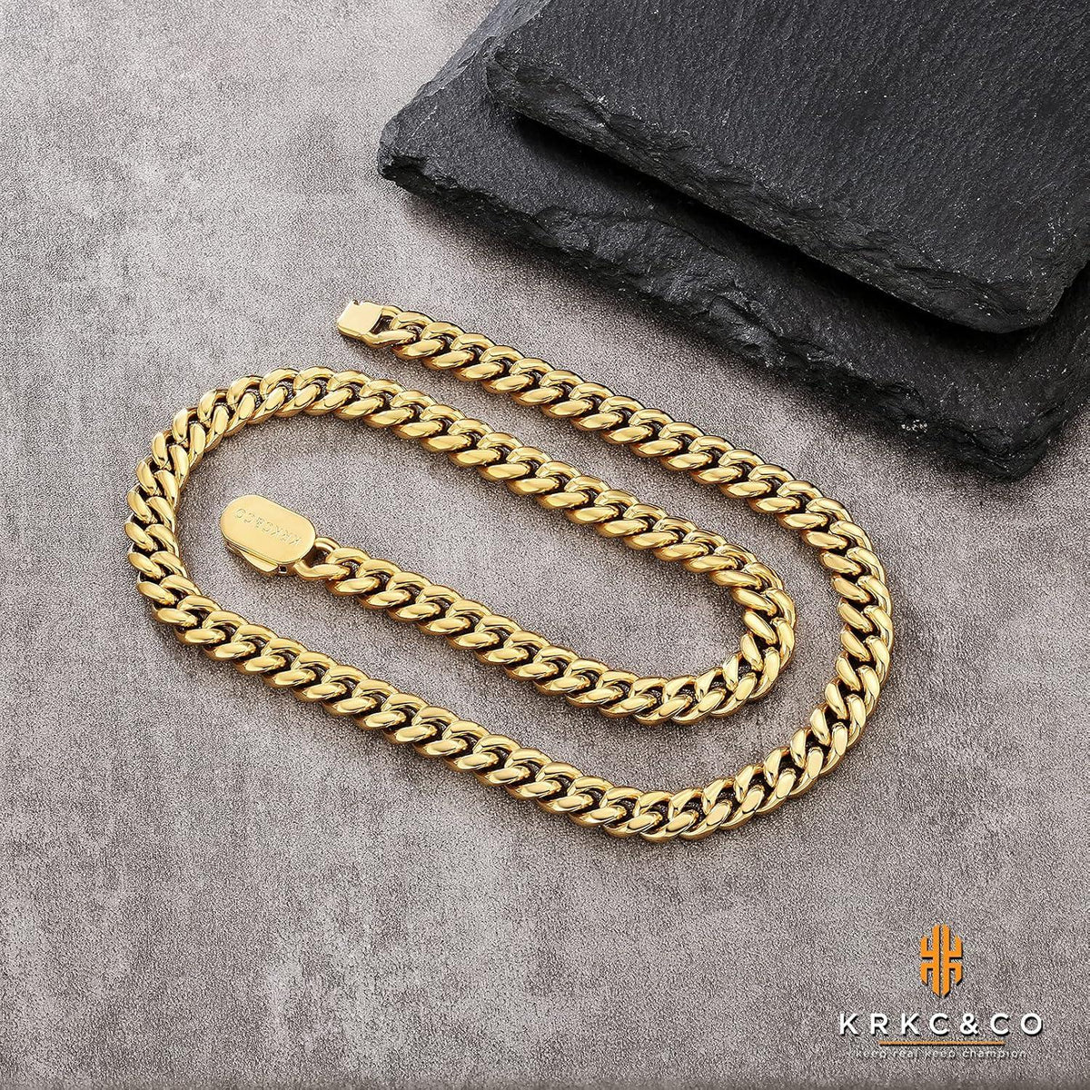 Herren Panzerkette Armband Edelstahl 8mm Gold Cuban Link Chain