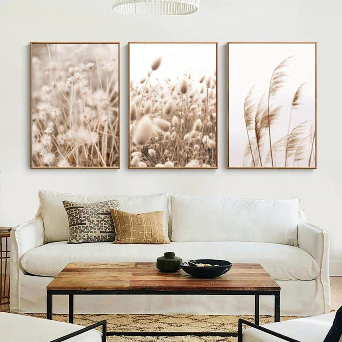 Poster Set Beige Pampas 3 Bilder Wanddeko 50x70cm