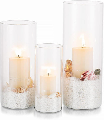 Moderne Glas Kerzenhalter Set Stumpenkerzen Teelicht Vasen Hochzeit