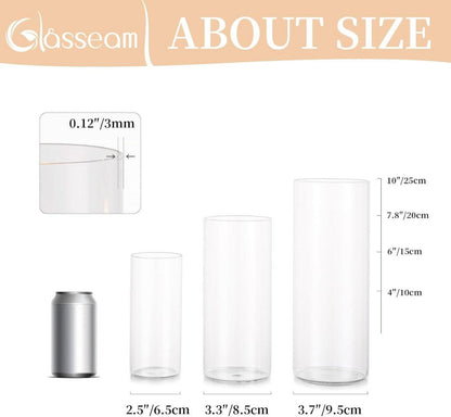 Stumpenkerzen Glas Kerzenhalter Set: Modernes Windlicht für Hochzeit & Tischdeko