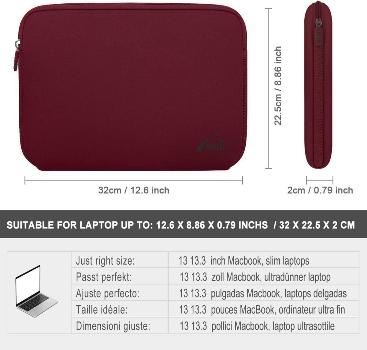 Laptophülle 13,3 Zoll MacBook Air M1/M2 Pro M1/M2 Surface Pro 12.3