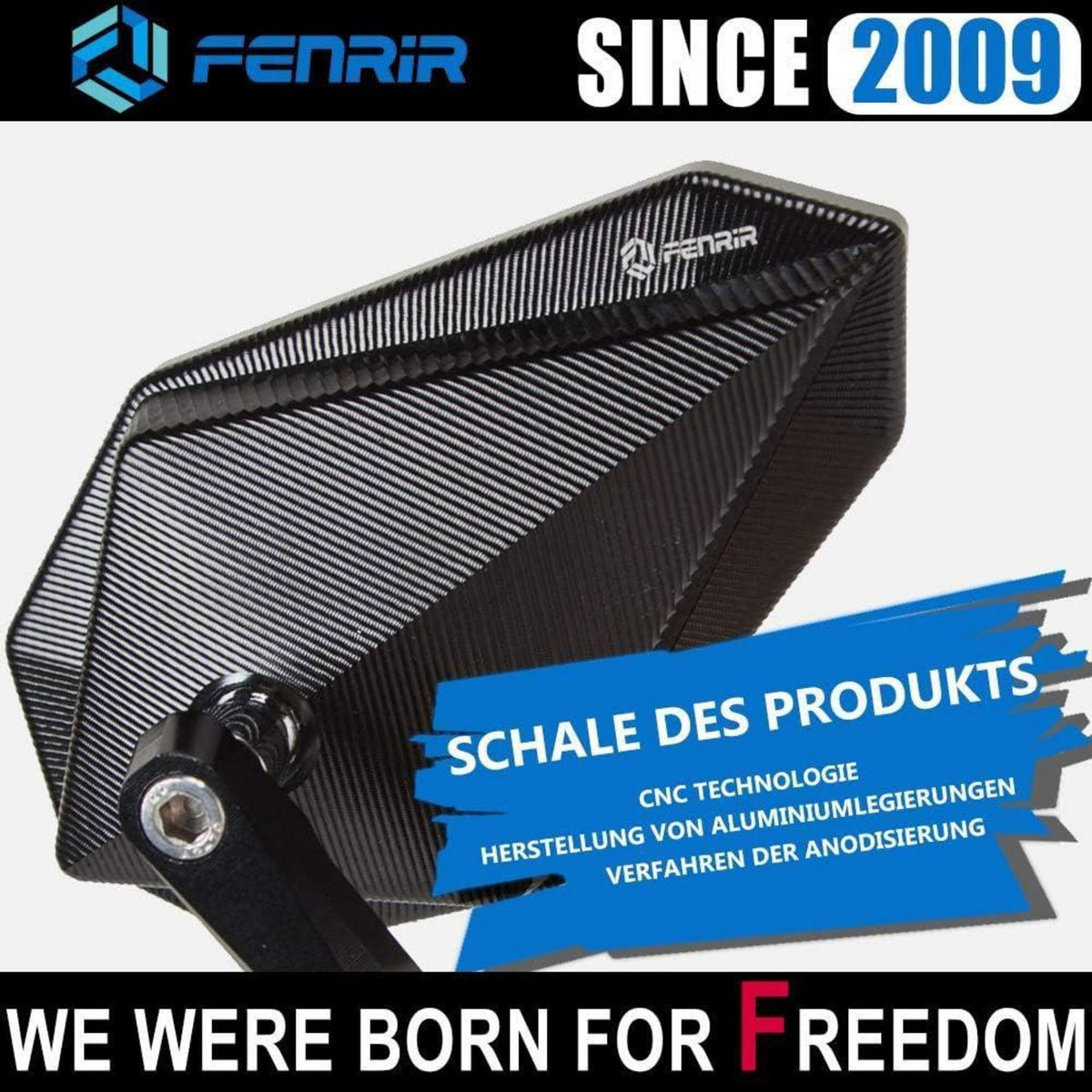 Motorrad Lenkerendenspiegel E24 CNC schwarz – Blendschutz