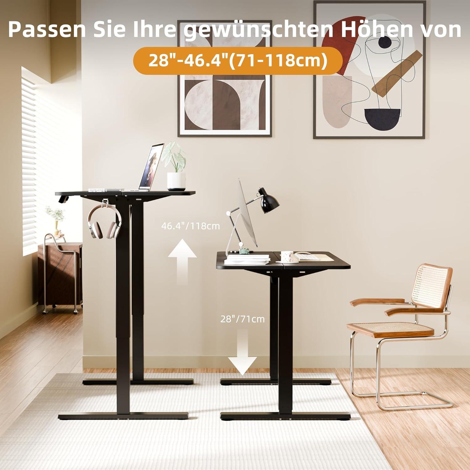 Elektrischer Höhenverstellbarer Schreibtisch 110x60cm Schwarz