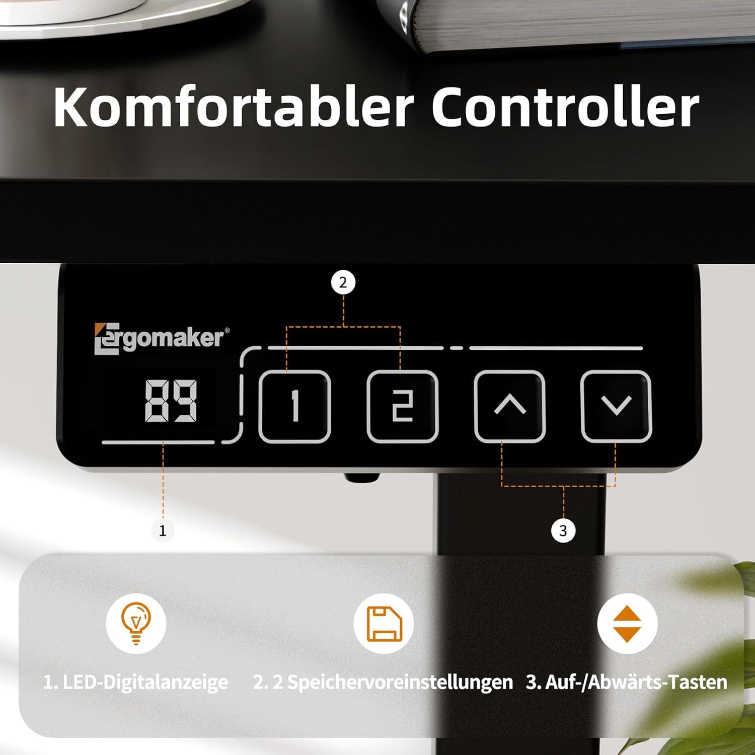 Elektrischer Höhenverstellbarer Schreibtisch 110x60cm Schwarz