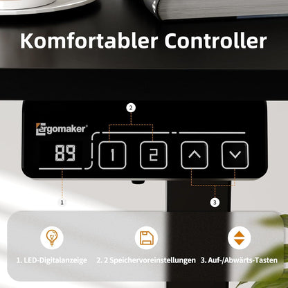 Elektrischer Höhenverstellbarer Schreibtisch 110x60cm Schwarz