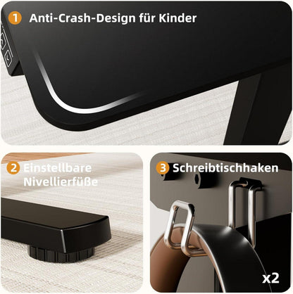 Elektrischer Höhenverstellbarer Schreibtisch 110x60cm Schwarze