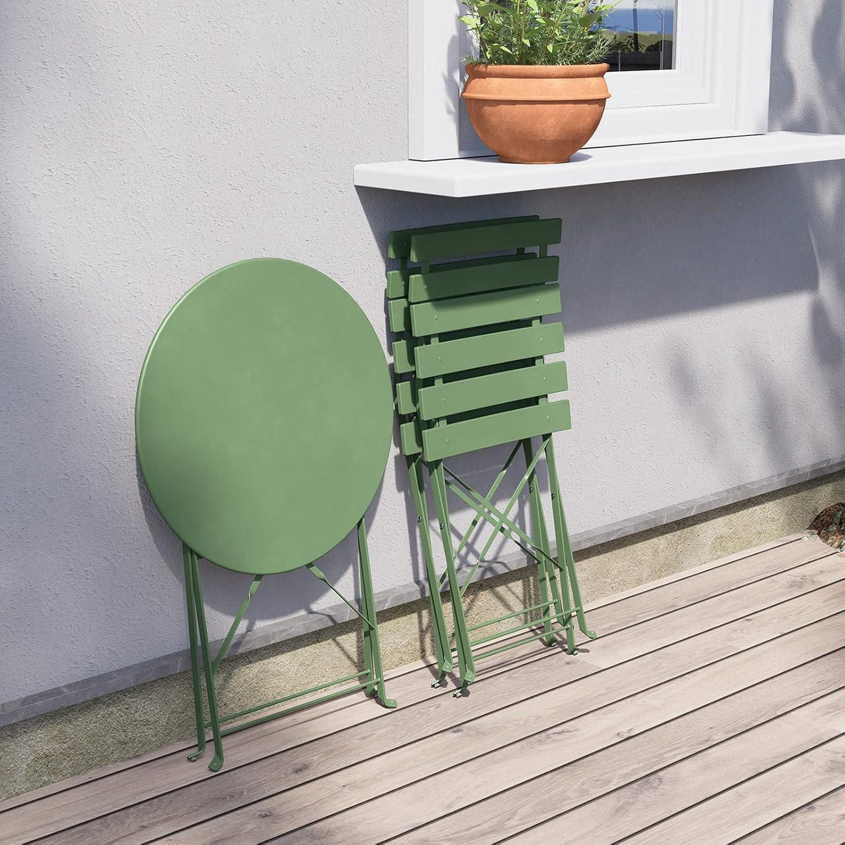 Grand patio Bistro Set 3tlg. Premium Stahl Klappbar Grün