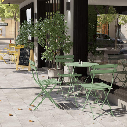 Bistro Set 3 Stück Gartenmöbel Stahl klappbar Grün