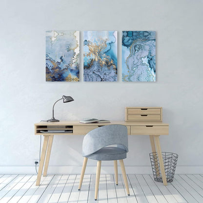 Moderne Wandbilder Blau Weiß 40x58cm 3er Set