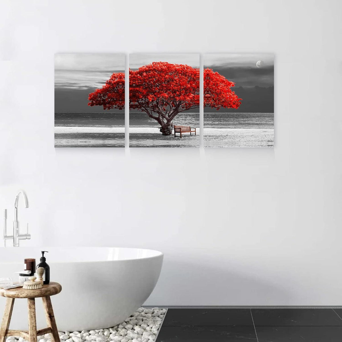 Hyidecorart Leinwand Bilder Baum Rote 3-teilig Modern 40x58cm