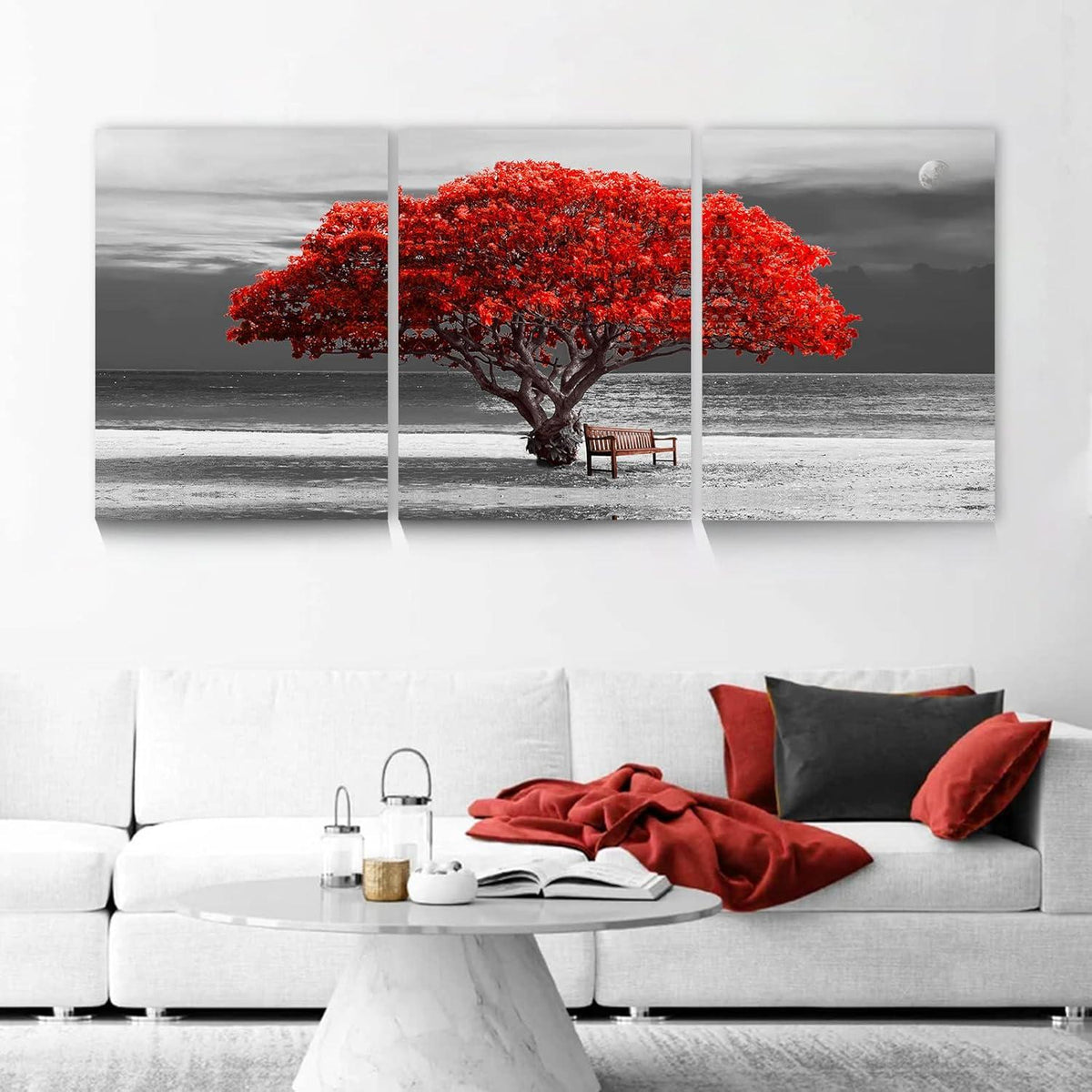 Leinwand Bilder Baum Rote Natur Wandbilder 40x58cm 3-teilig