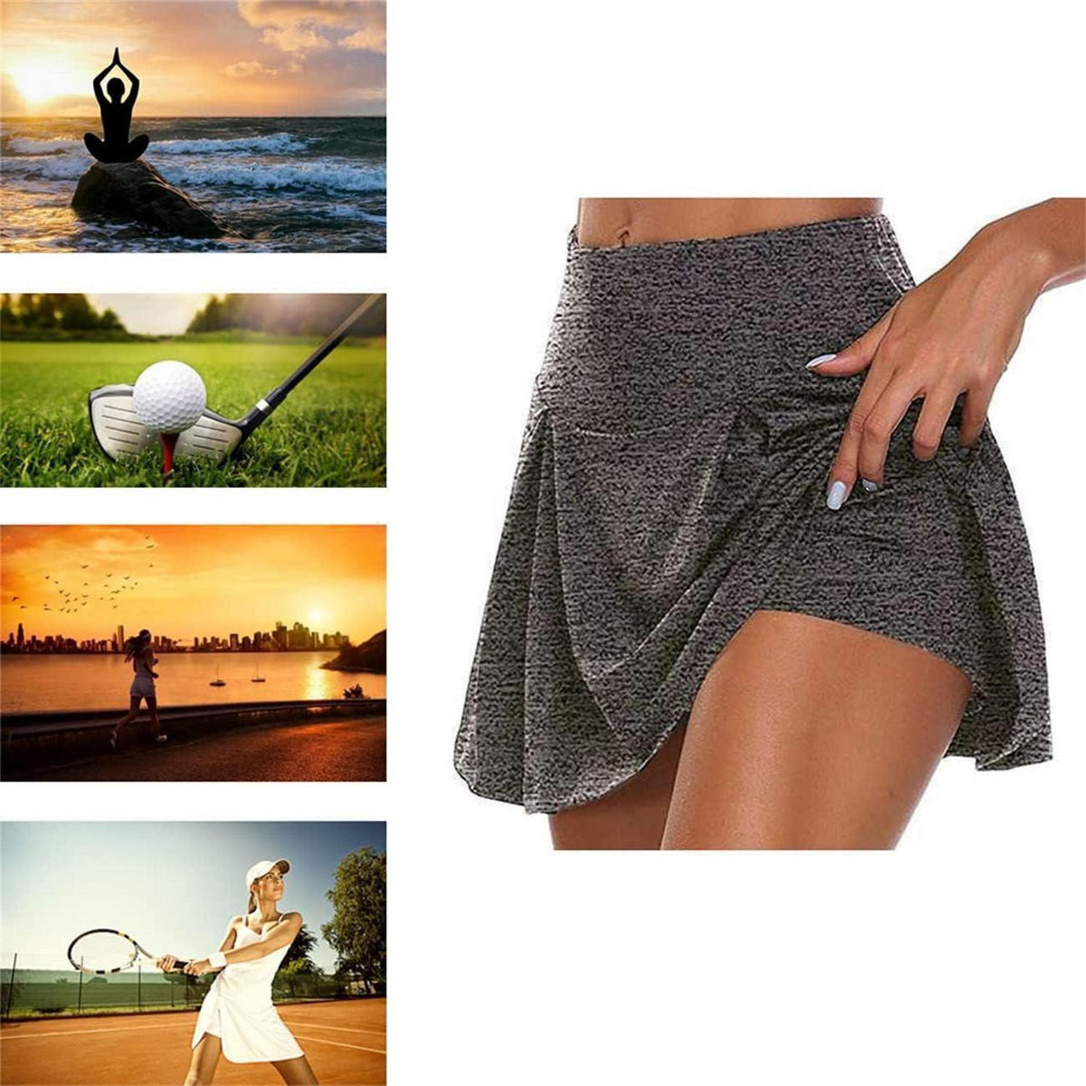 Damen Tennis Golf Rock 2in1 Leggings Sportskirt Dehnbar XL