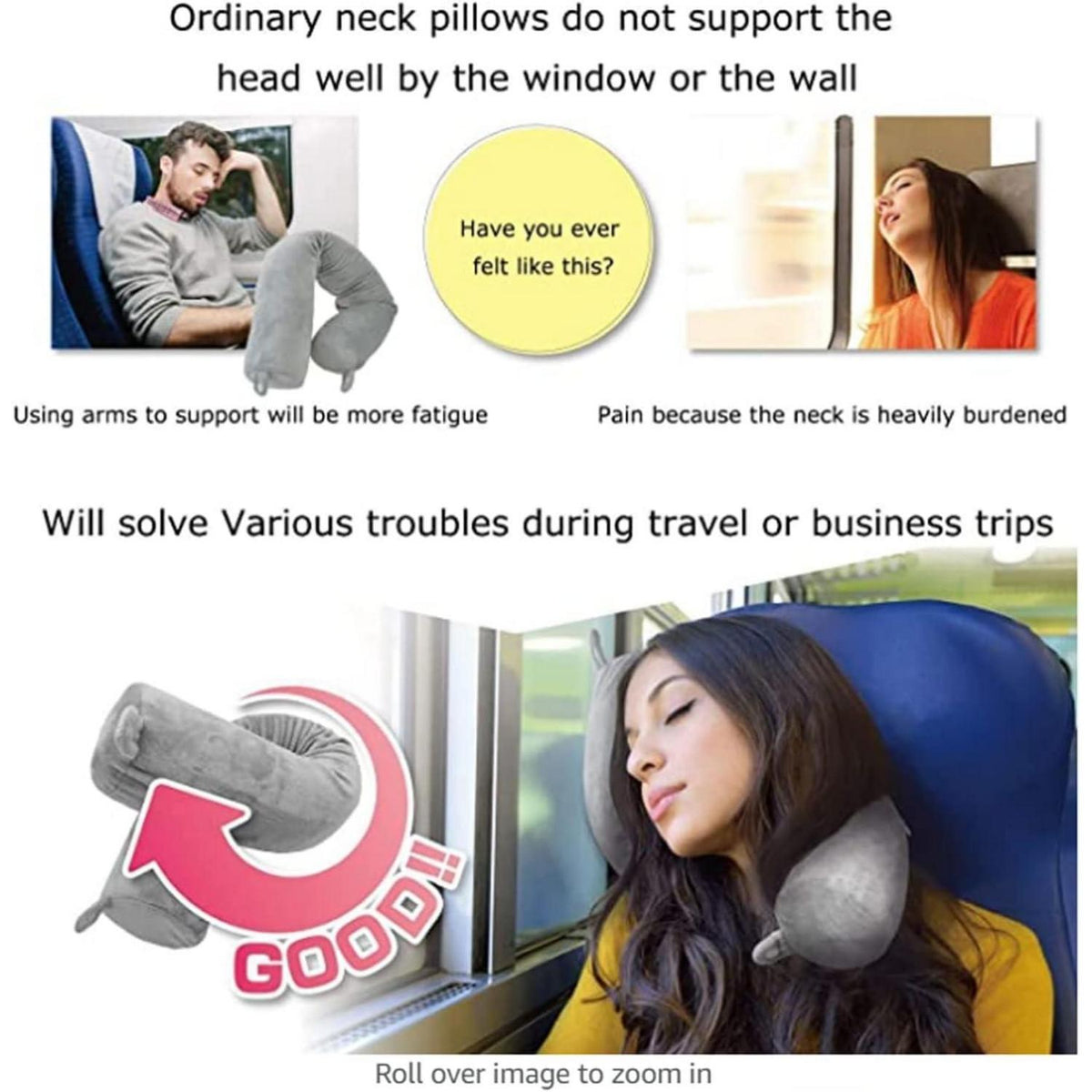 Reisekissen Memory Foam – Nackenstütze für Flugzeug, Zug & Auto