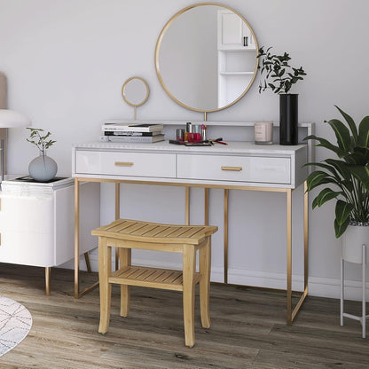 Bambus Duschbank 2-stufiger Holz Spa Organizer Hocker Ablagefläche